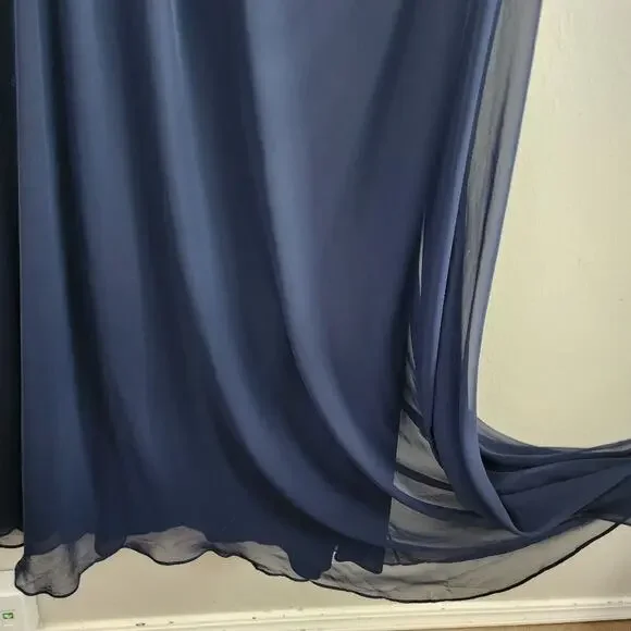 Nordstrom Thread Midnight Chiffon Criss Cross Back A-Line Maxi Gown Plus 14 - Picture 5 of 11